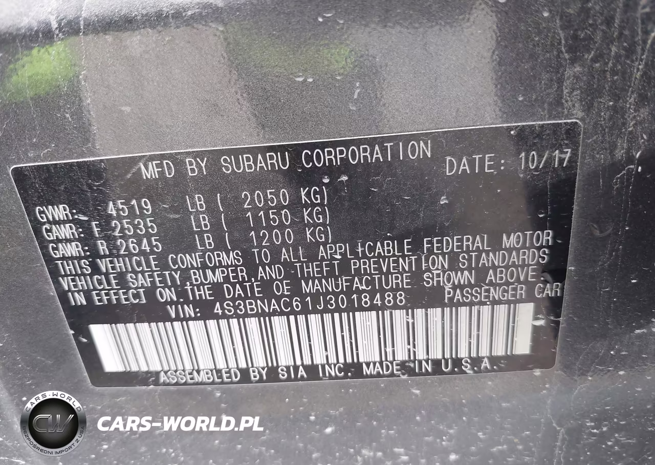 2018 Subaru Legacy 2.5I Premium VIN:4S3BNAC61J3018488 - 9