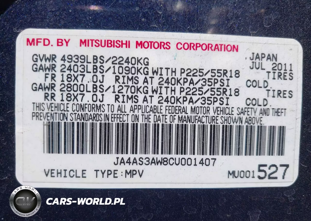 2012 Mitsubishi Outlander Se VIN:JA4AS3AW8CU001407 - 9