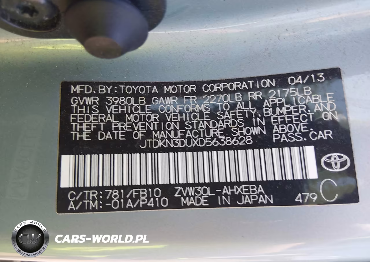 2013 Toyota Prius Two VIN:JTDKN3DUXD5638628 - 9