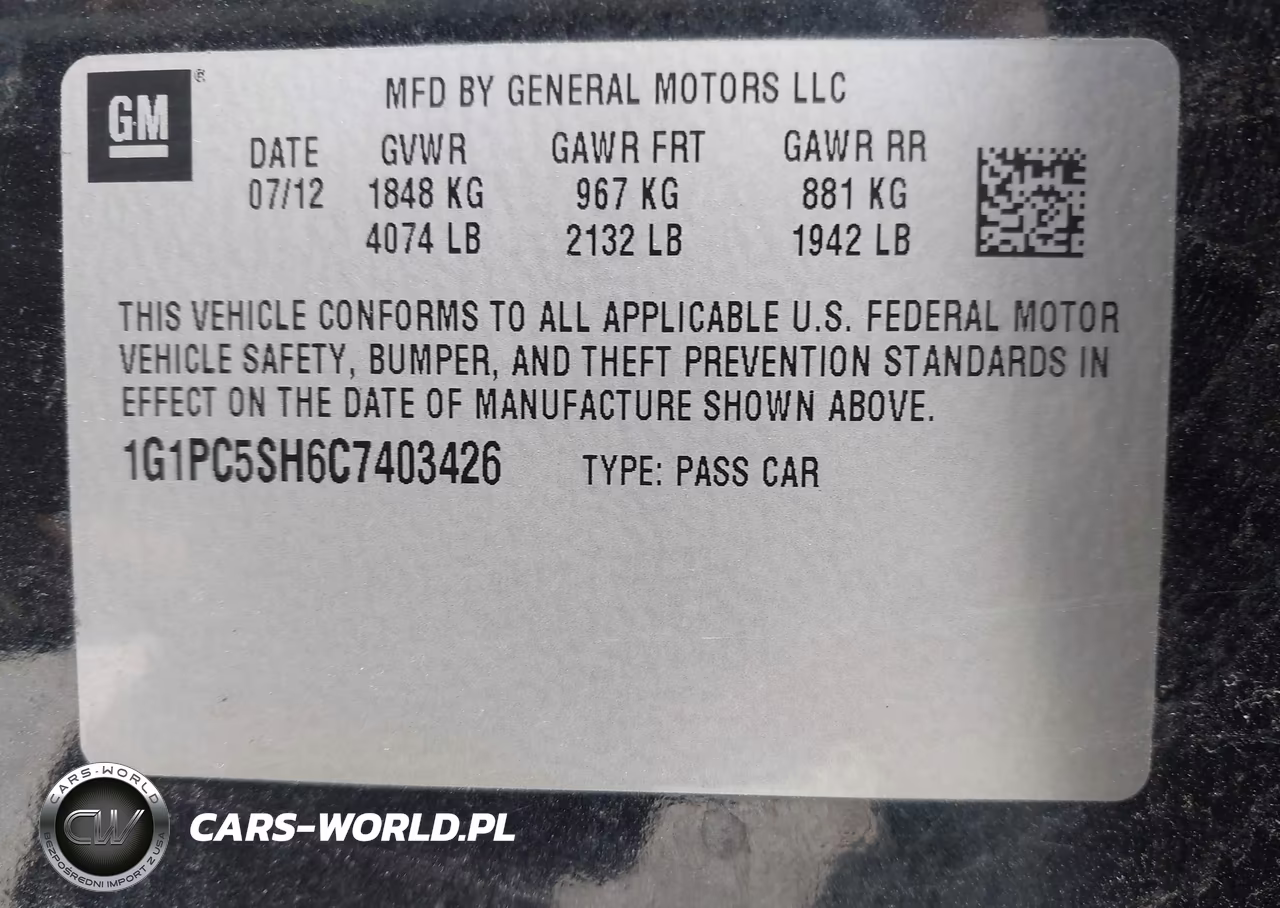 2012 Chevrolet Cruze Ls VIN:1G1PC5SH6C7403426 - 9