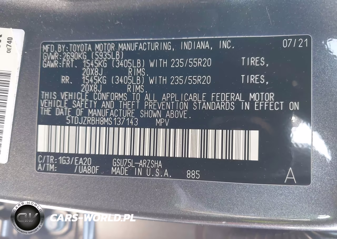 2021 Toyota Highlander Xse VIN:5TDJZRBH8MS137143 - 9