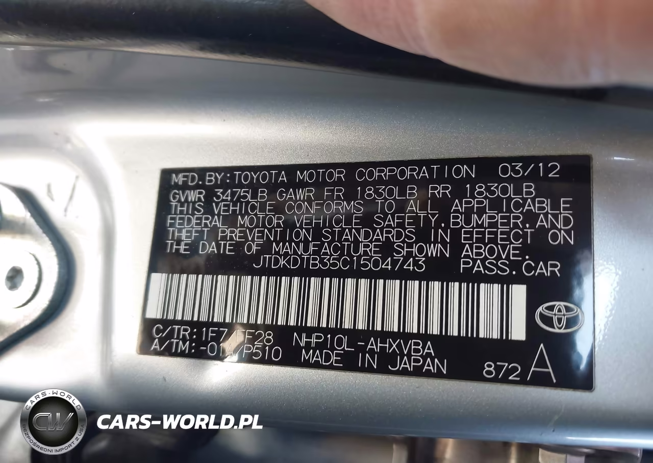 2012 Toyota Prius C Two VIN:JTDKDTB35C1504743 - 9