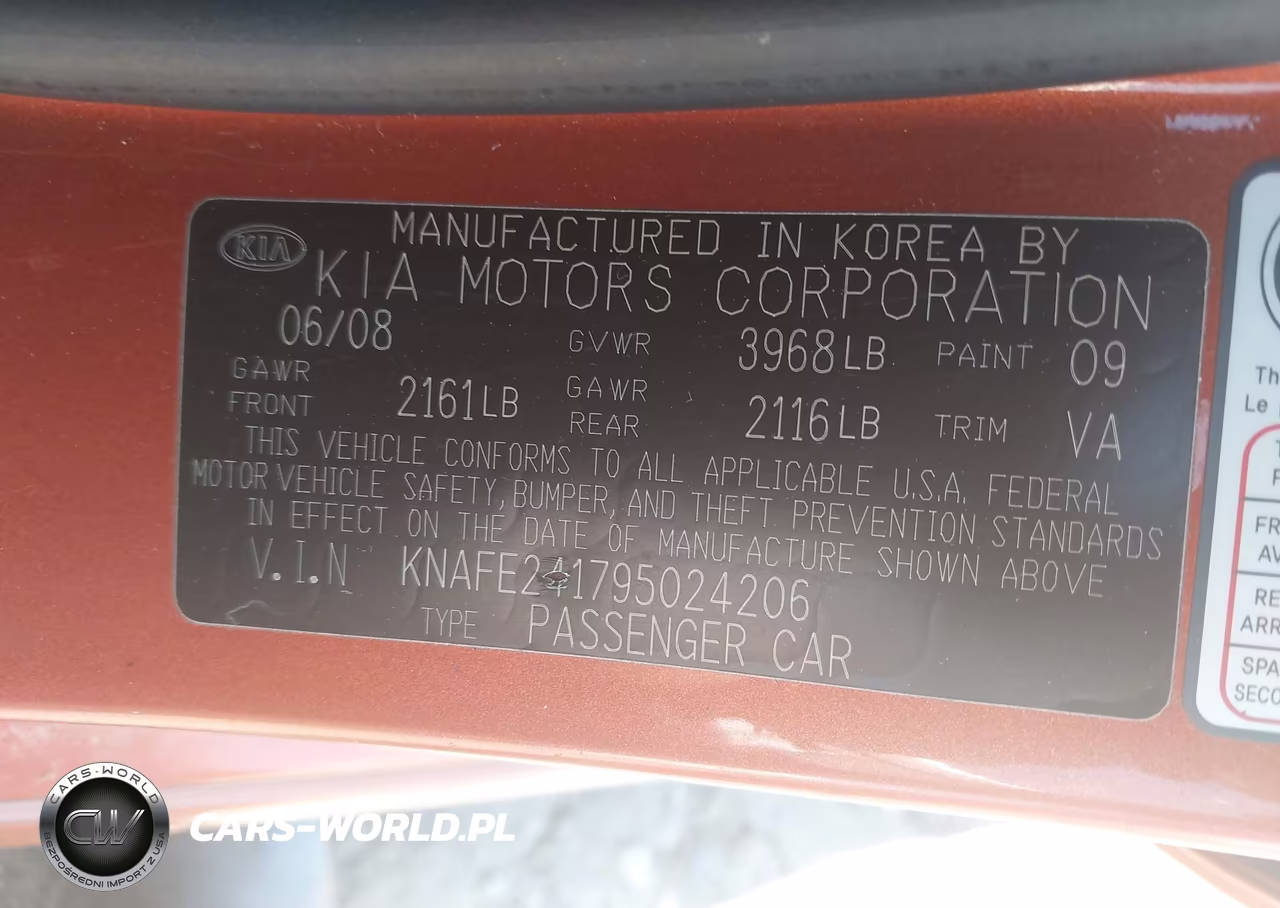 2009 Kia Spectra5 Sx VIN:KNAFE241795024206 - 9