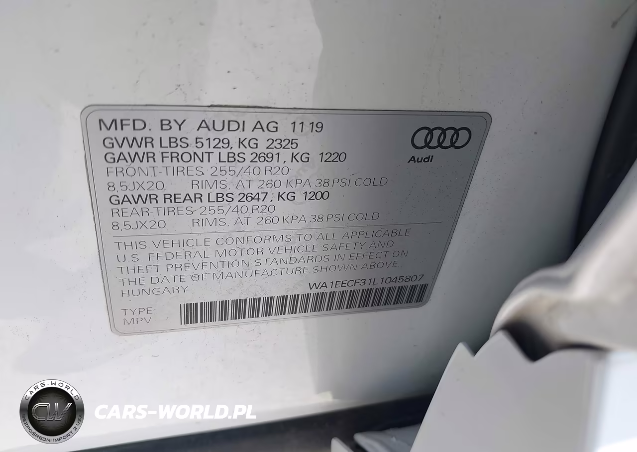 2020 Audi Q3 Premium Plus 45 Tfsi S Line Quattro Tiptronic VIN:WA1EECF31L1045807 - 9