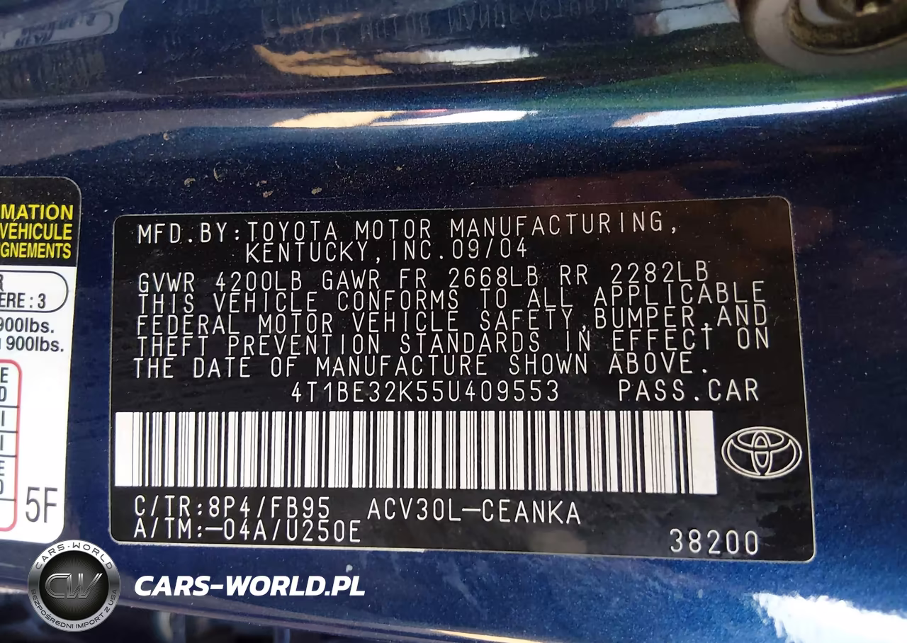 2005 Toyota Camry Le VIN:4T1BE32K55U409553 - 9