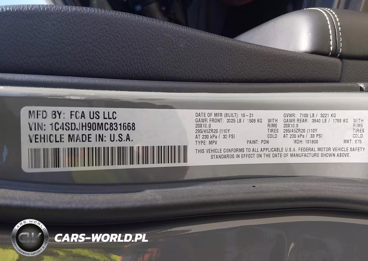 2021 Dodge Durango Srt Hellcat Awd VIN:1C4SDJH90MC831668 - 9
