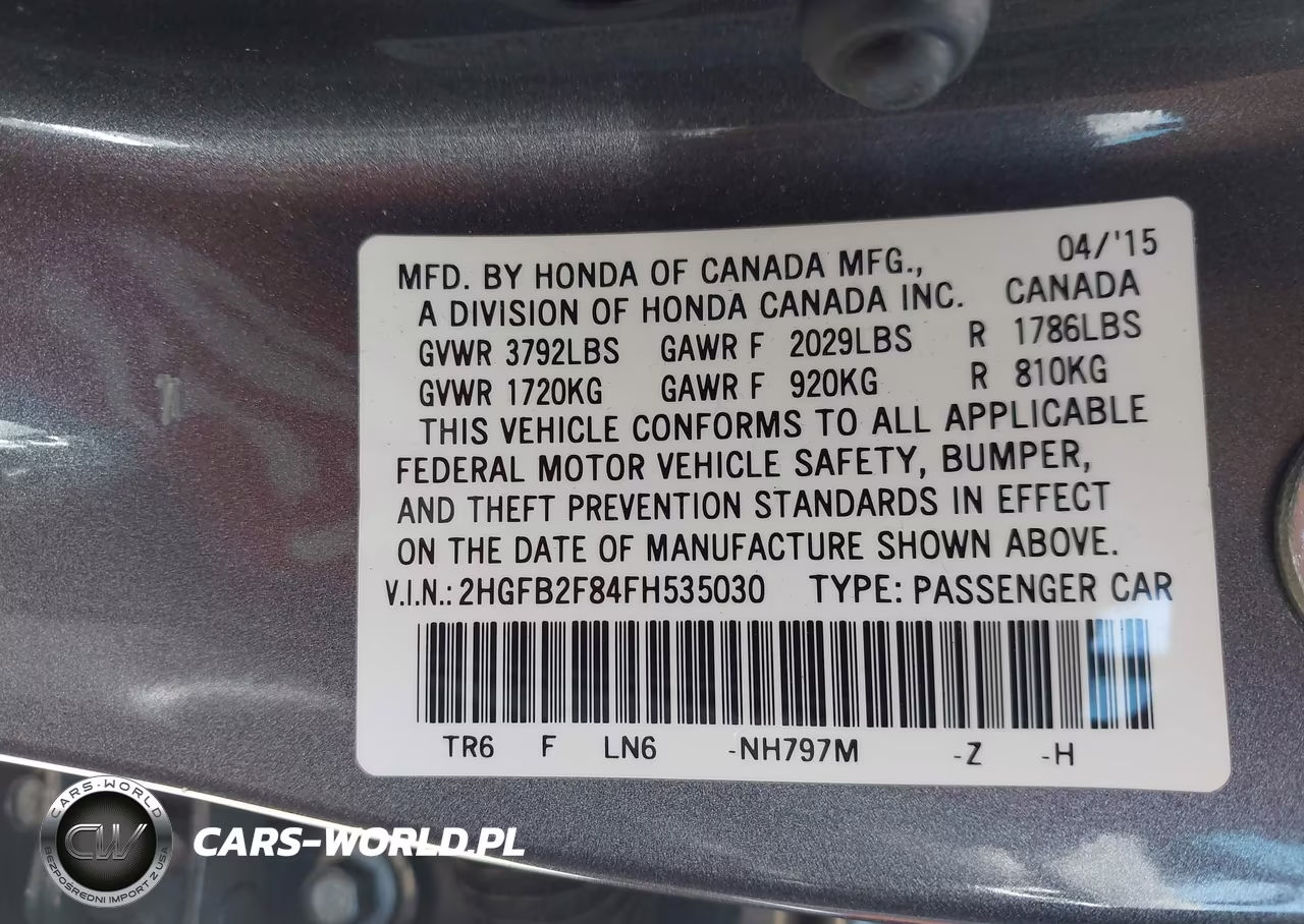 2015 Honda Civic Ex VIN:2HGFB2F84FH535030 - 9