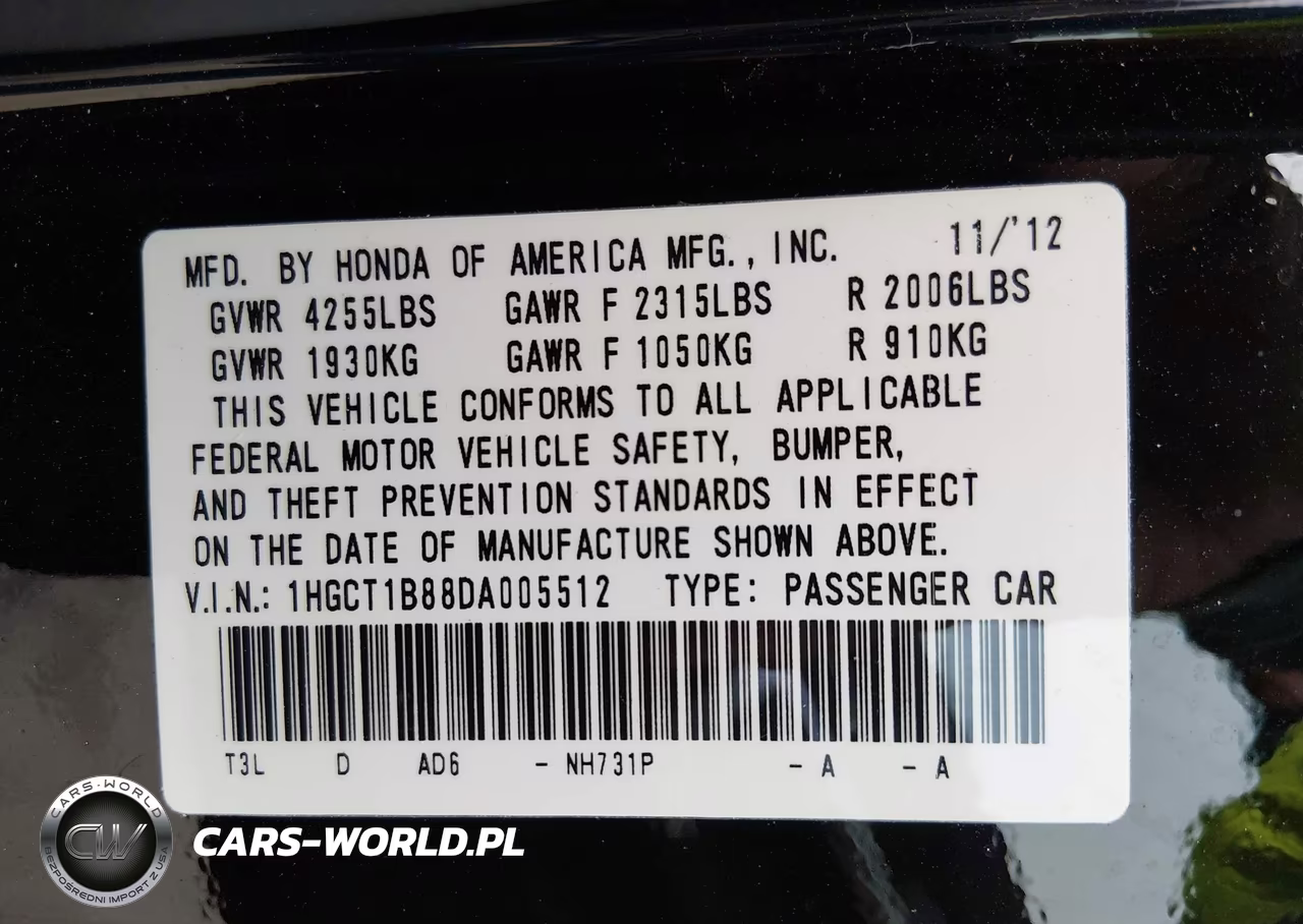 2013 Honda Accord Ex-L VIN:1HGCT1B88DA005512 - 9