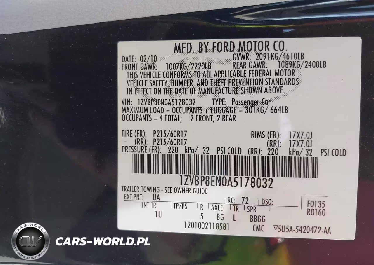 2010 Ford Mustang V6-V6 Premium VIN:1ZVBP8EN0A5178032 - 9