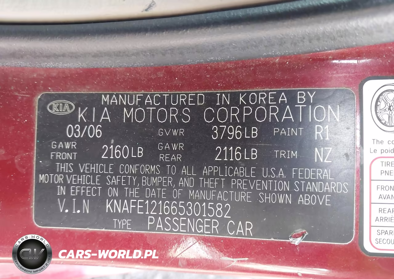 2006 Kia Spectra Ex-Lx-Sx VIN:KNAFE121665301582 - 9
