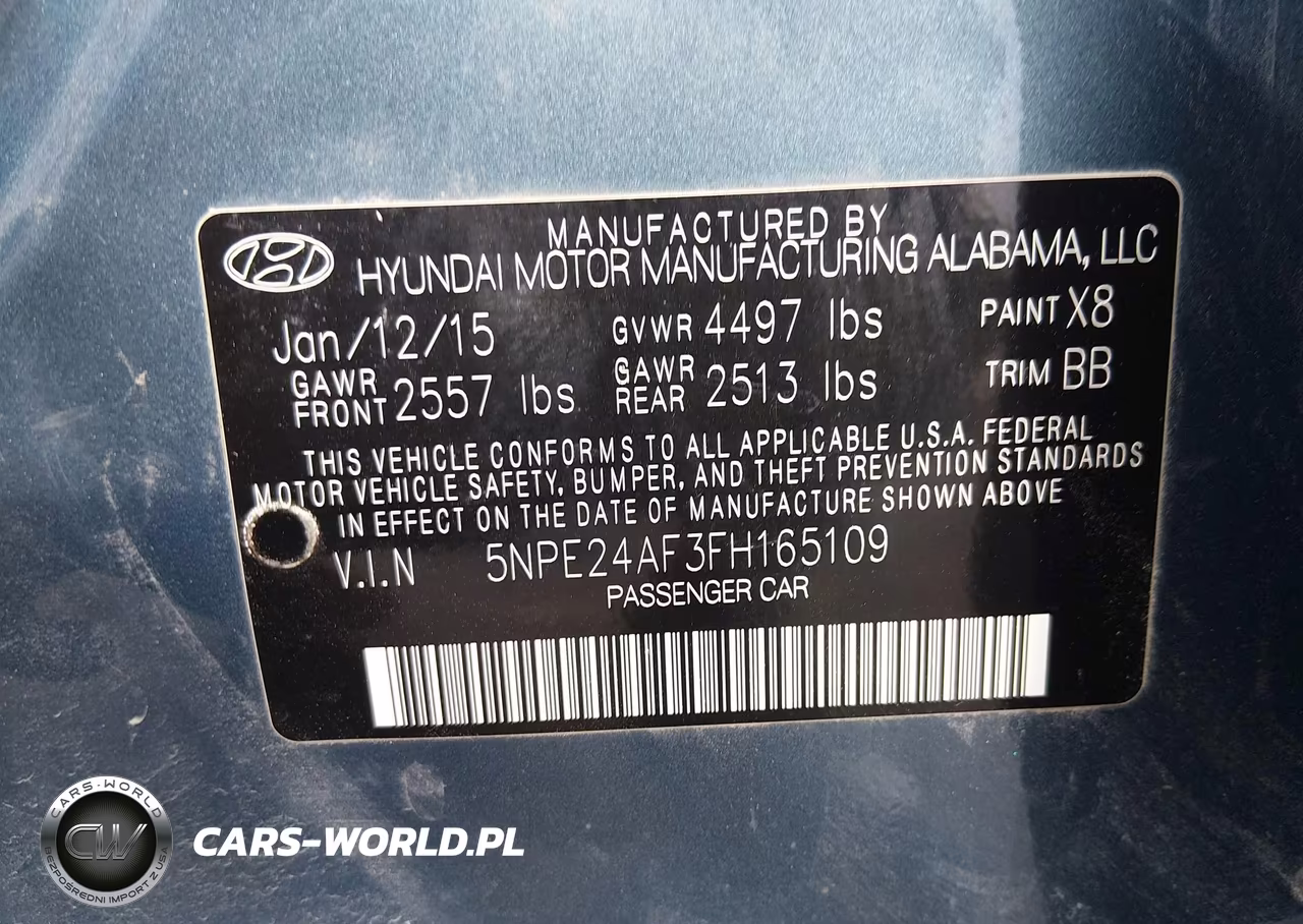 2015 Hyundai Sonata Se VIN:5NPE24AF3FH165109 - 9