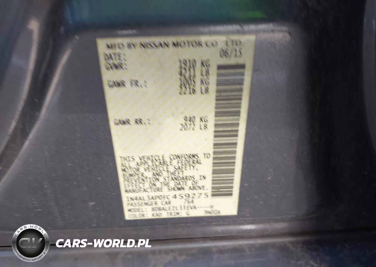 2015 Nissan Altima 2.5 S VIN:1N4AL3AP0FC459275 - 9