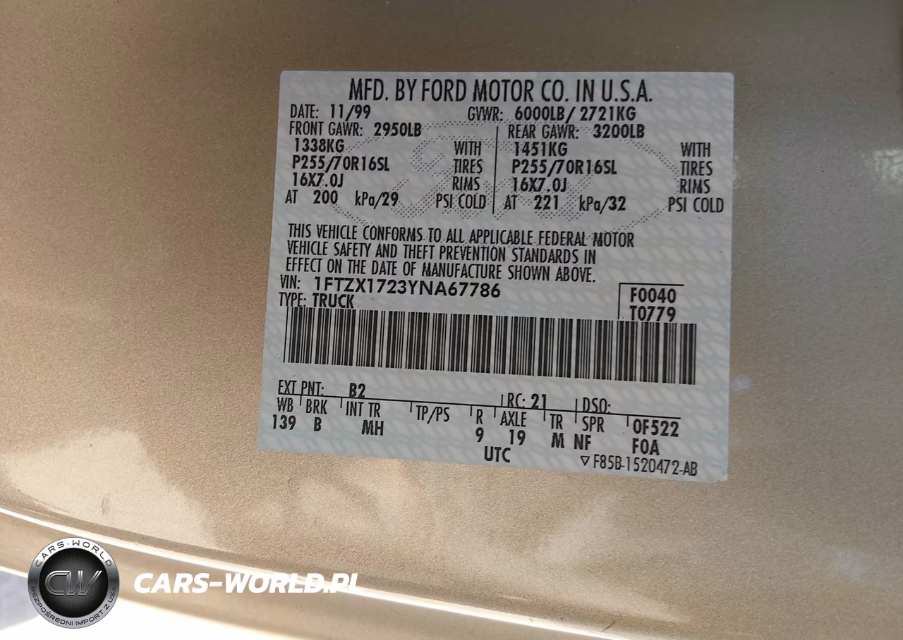 2000 Ford F-150 Work Series-Xl-Xlt VIN:1FTZX1723YNA67786 - 9