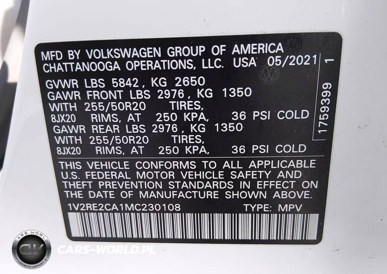 2021 Volkswagen Atlas Cross Sport 3.6L V6 Se W-Technology R-Line VIN:1V2RE2CA1MC230108 - 9