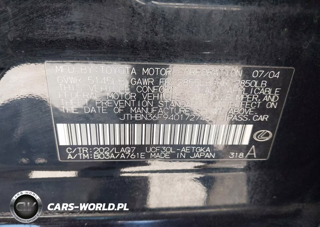 2004 Lexus Ls 430 VIN:JTHBN36F940172748 - 9