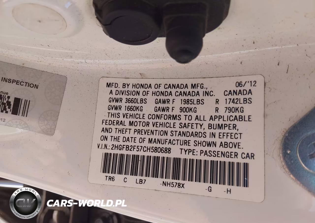 2012 Honda Civic Lx VIN:2HGFB2F57CH580688 - 9