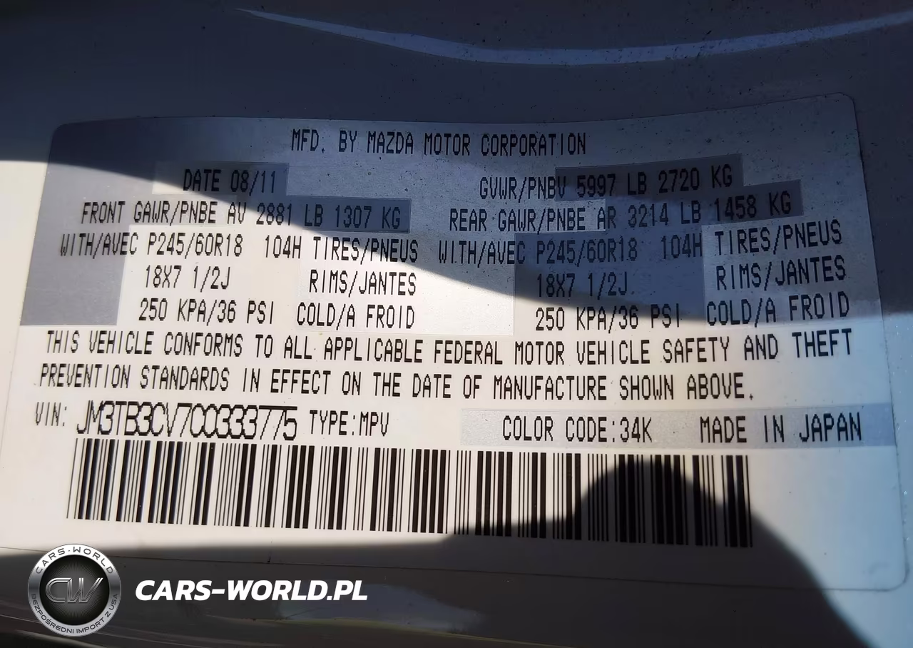 2012 Mazda Cx-9 Touring VIN:JM3TB3CV7C0333775 - 9