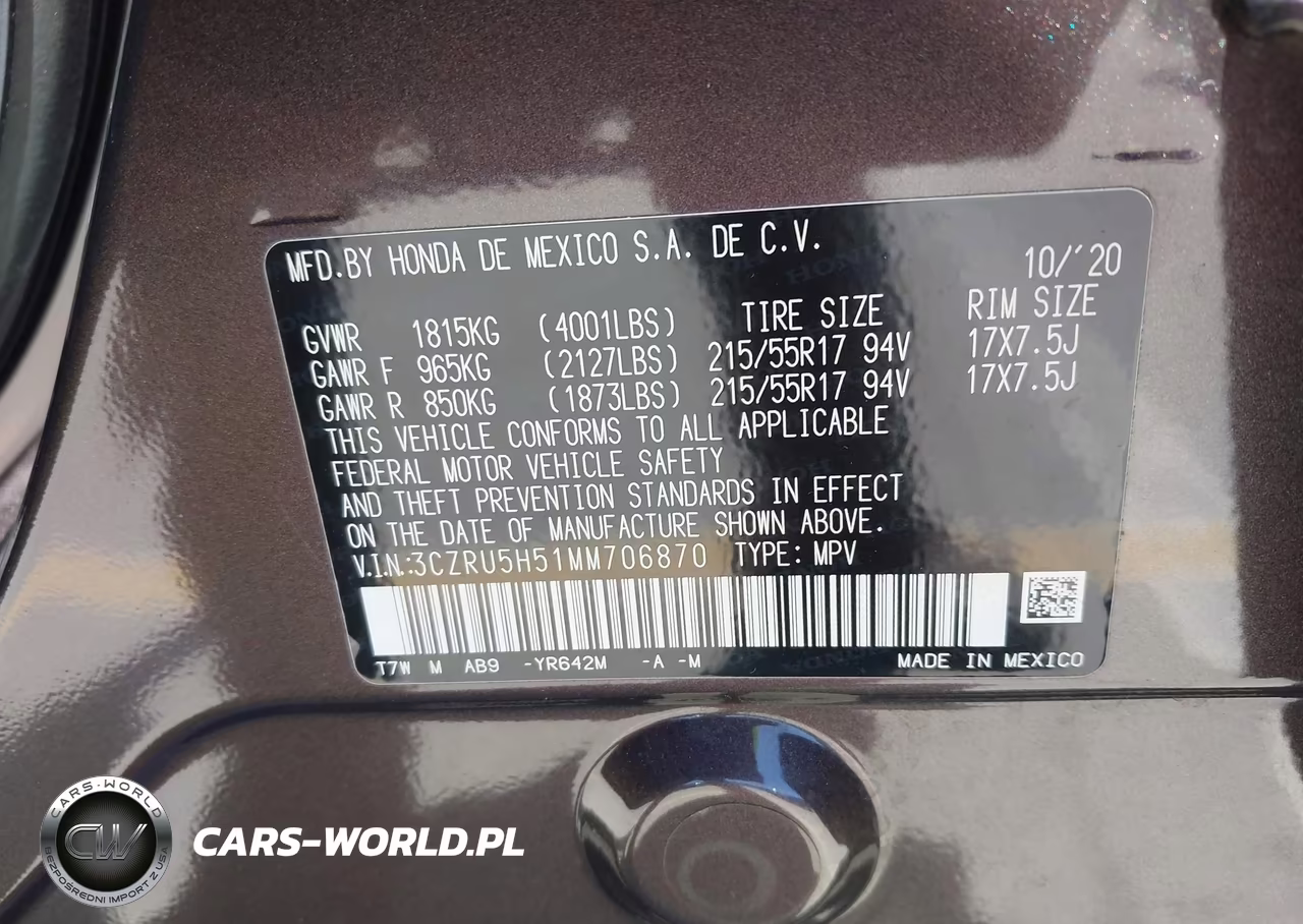2021 Honda Hr-V 2Wd Ex VIN:3CZRU5H51MM706870 - 9