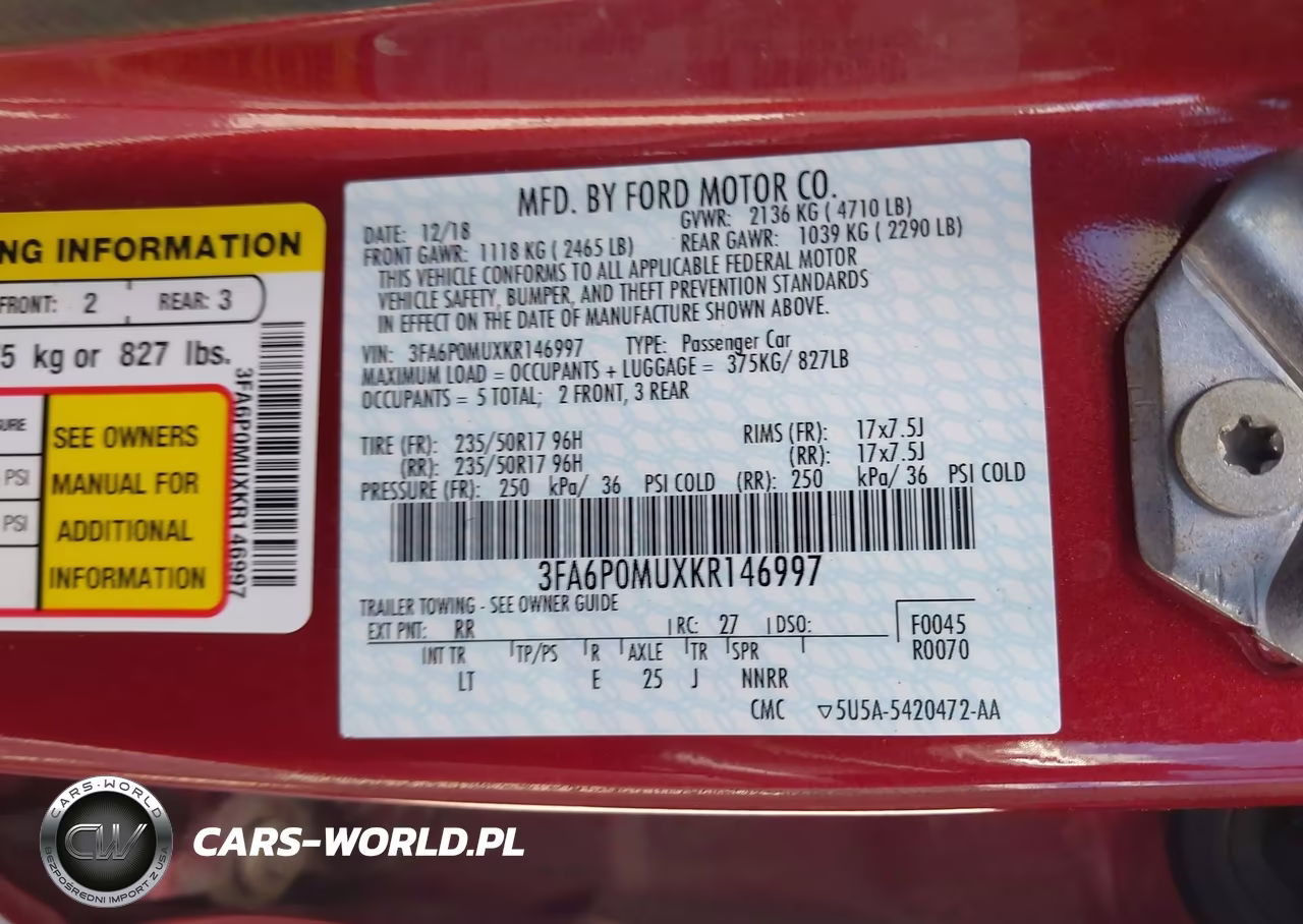 2019 Ford Fusion Hybrid Sel VIN:3FA6P0MUXKR146997 - 9