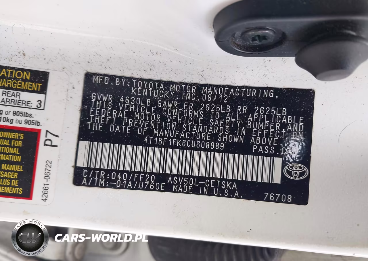 2012 Toyota Camry Se VIN:4T1BF1FK6CU608989 - 9