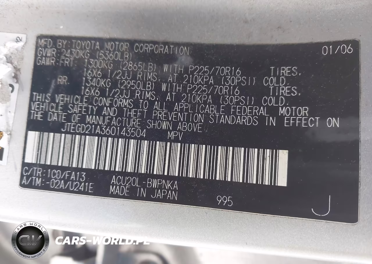 2006 Toyota Highlander VIN:JTEGD21A360143504 - 9