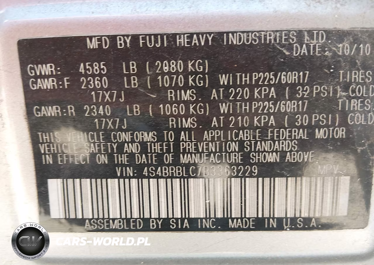 2011 Subaru Outback 2.5I Limited VIN:4S4BRBLC7B3363229 - 9