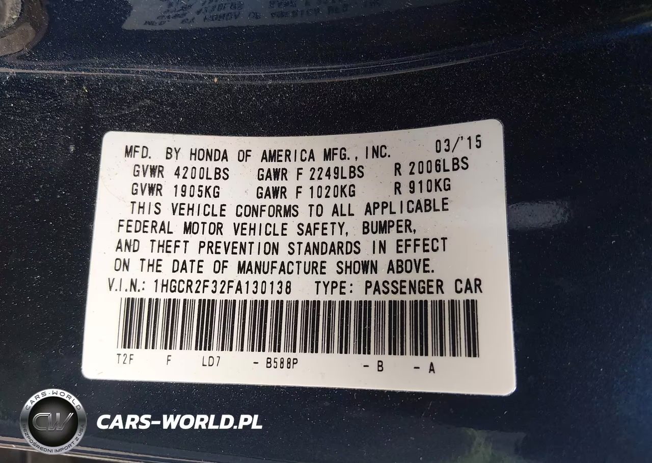2015 Honda Accord Lx VIN:1HGCR2F32FA130138 - 9