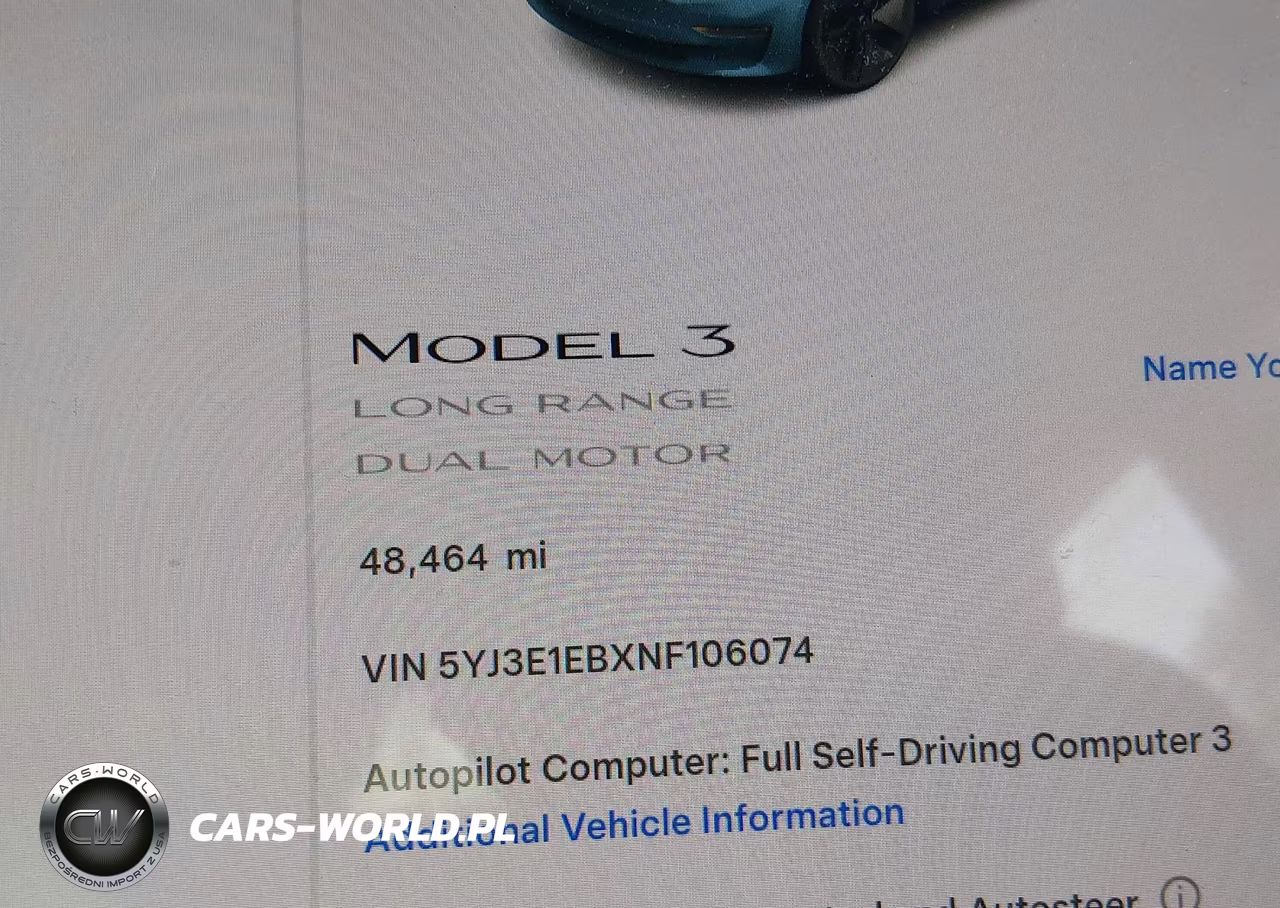 2022 Tesla Model 3 Long Range Dual Motor All-Wheel Drive VIN:5YJ3E1EBXNF106074 - 15
