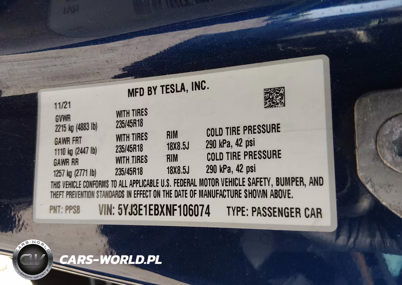 2022 Tesla Model 3 Long Range Dual Motor All-Wheel Drive VIN:5YJ3E1EBXNF106074 - 9