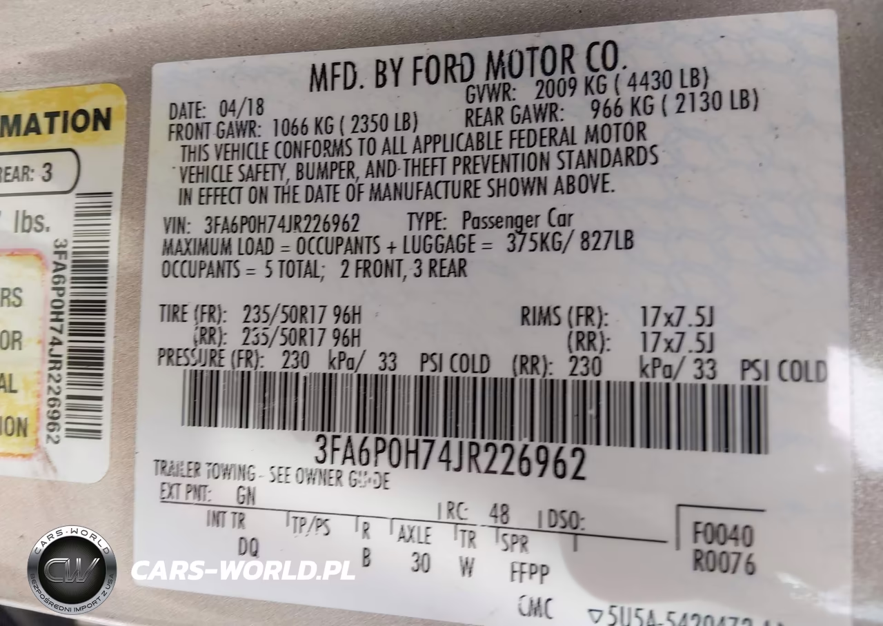2018 Ford Fusion Se VIN:3FA6P0H74JR226962 - 9
