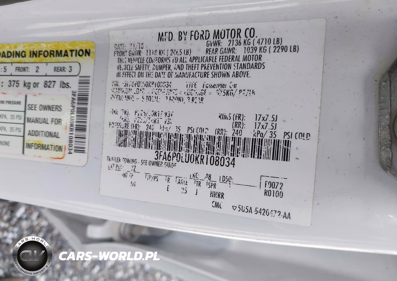 2019 Ford Fusion Hybrid Se VIN:3FA6P0LU0KR108034 - 9