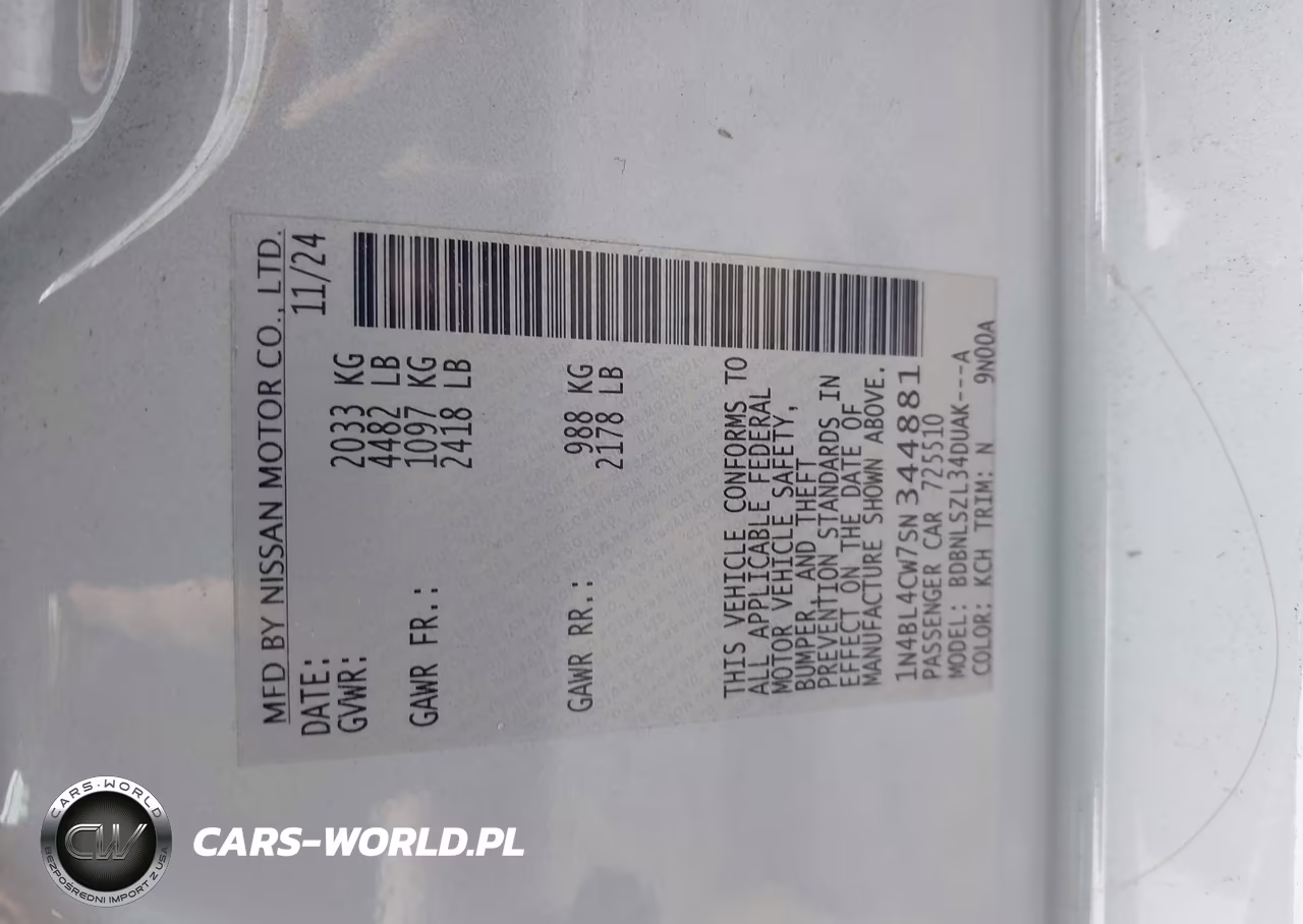 2025 Nissan Altima Sr Awd VIN:1N4BL4CW7SN344881 - 9