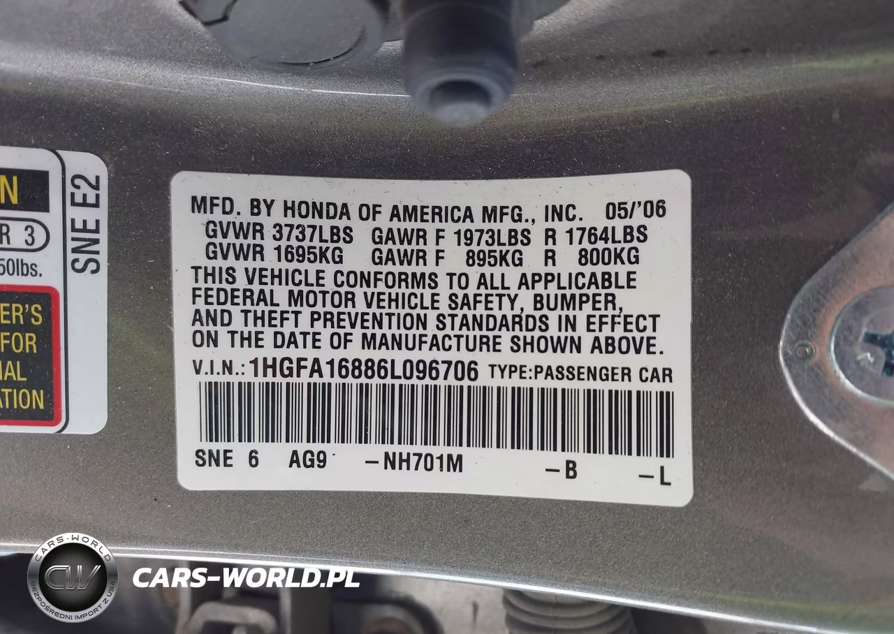 2006 Honda Civic Ex VIN:1HGFA16886L096706 - 9