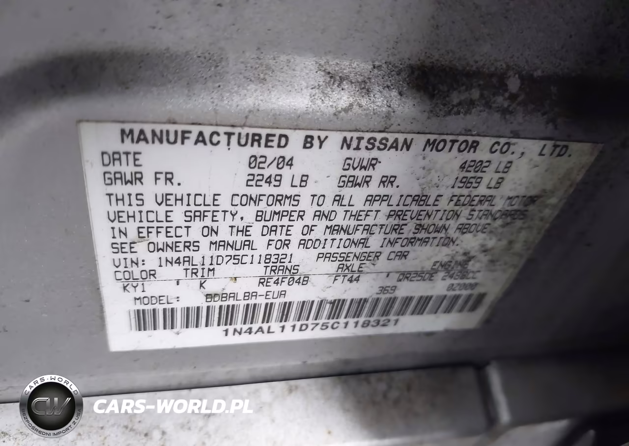 2005 Nissan Altima 2.5 S VIN:1N4AL11D75C118321 - 9