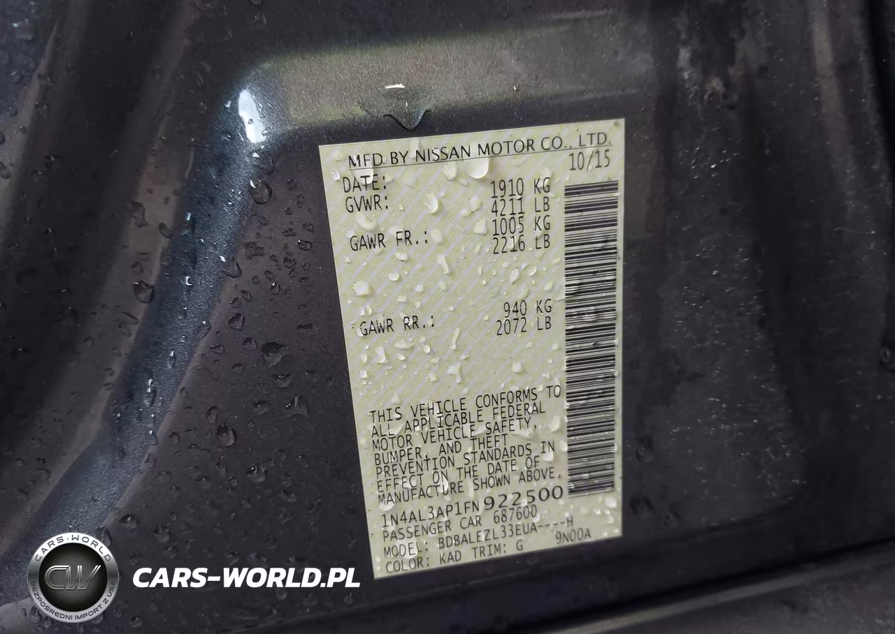 2015 Nissan Altima 2.5 S VIN:1N4AL3AP1FN922500 - 9