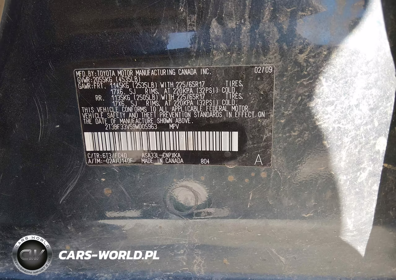 2009 Toyota Rav4 VIN:2T3BF33V59W005963 - 9
