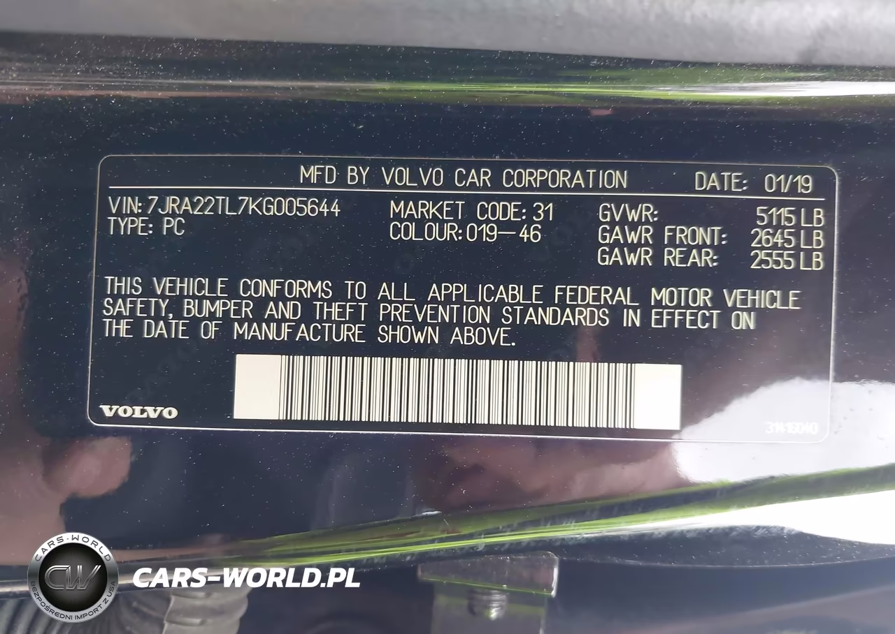 2019 Volvo S60 T6 Inscription VIN:7JRA22TL7KG005644 - 9
