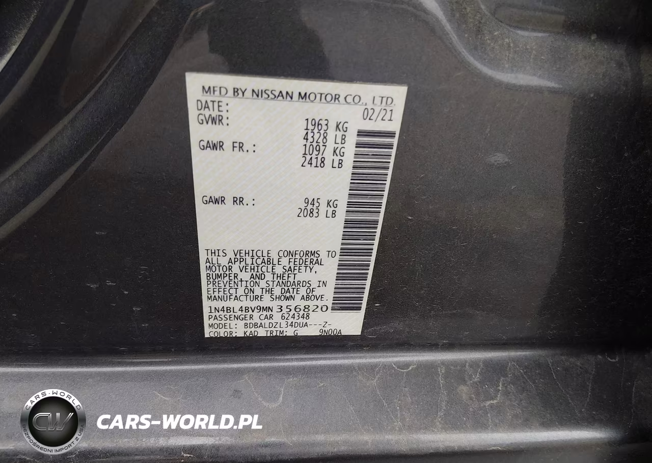2021 Nissan Altima S Fwd VIN:1N4BL4BV9MN356820 - 9
