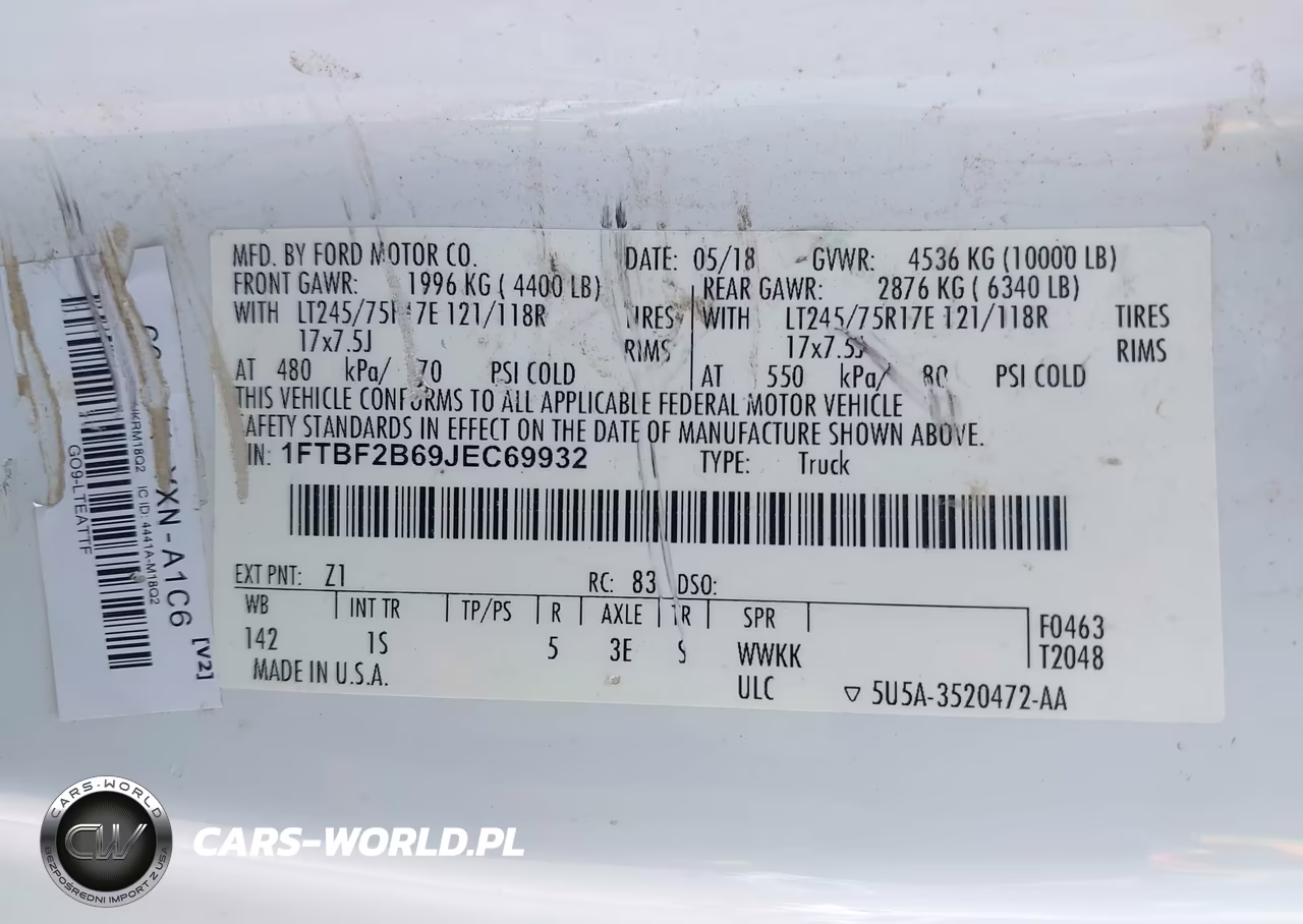 2018 Ford F-250 Xl VIN:1FTBF2B69JEC69932 - 9