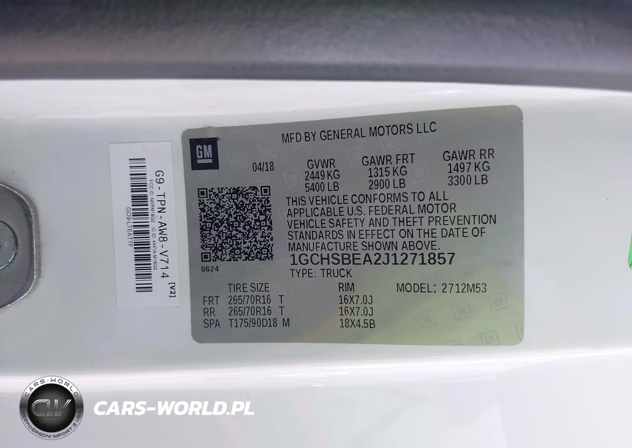 2018 Chevrolet Colorado Wt VIN:1GCHSBEA2J1271857 - 9