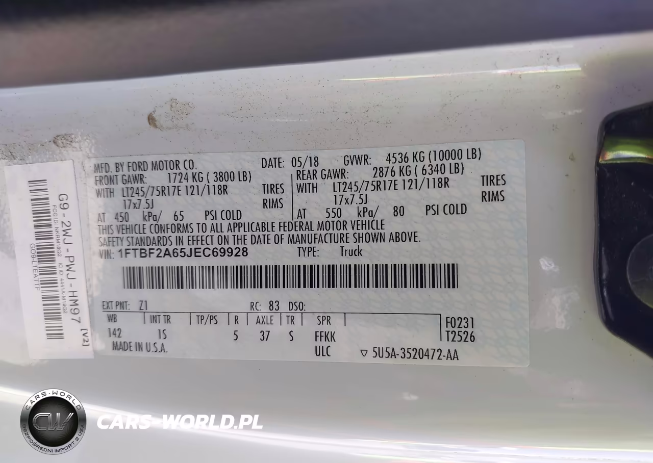 2018 Ford F-250 Xl VIN:1FTBF2A65JEC69928 - 9