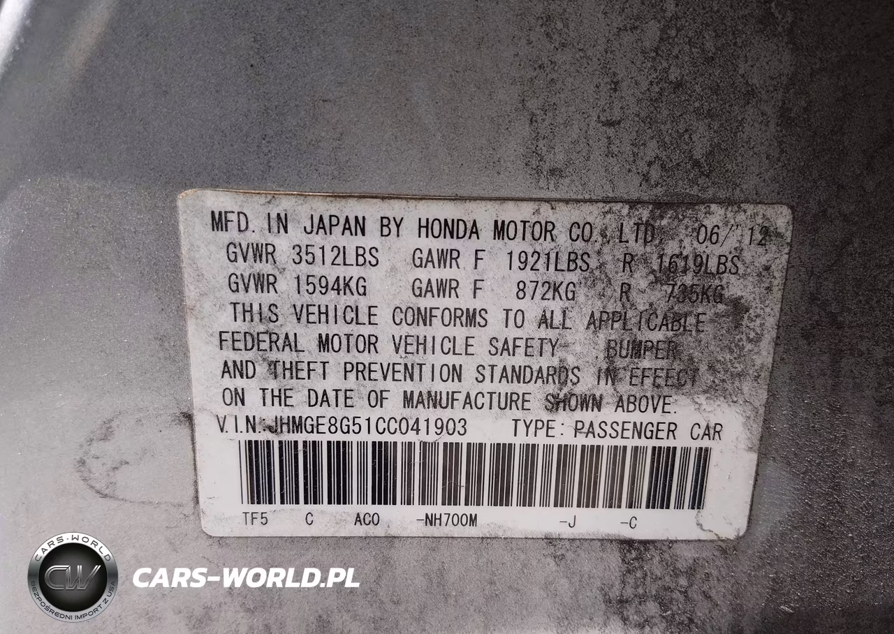 2012 Honda Fit Sport VIN:JHMGE8G51CC041903 - 9