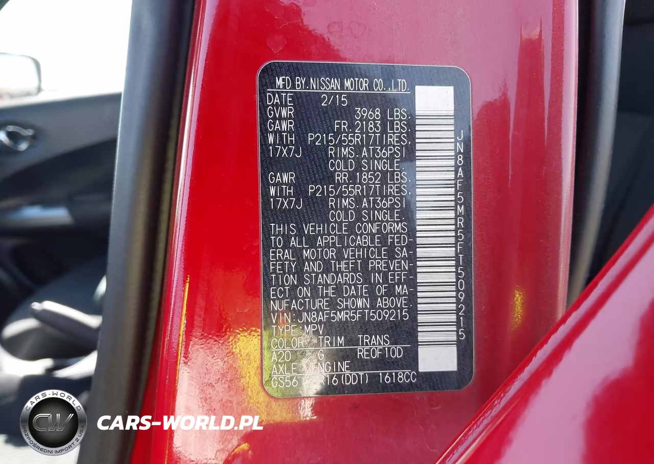 2015 Nissan Juke S VIN:JN8AF5MR5FT509215 - 9