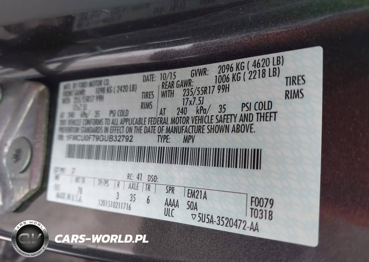 2016 Ford Escape S VIN:1FMCU0F79GUB32792 - 9