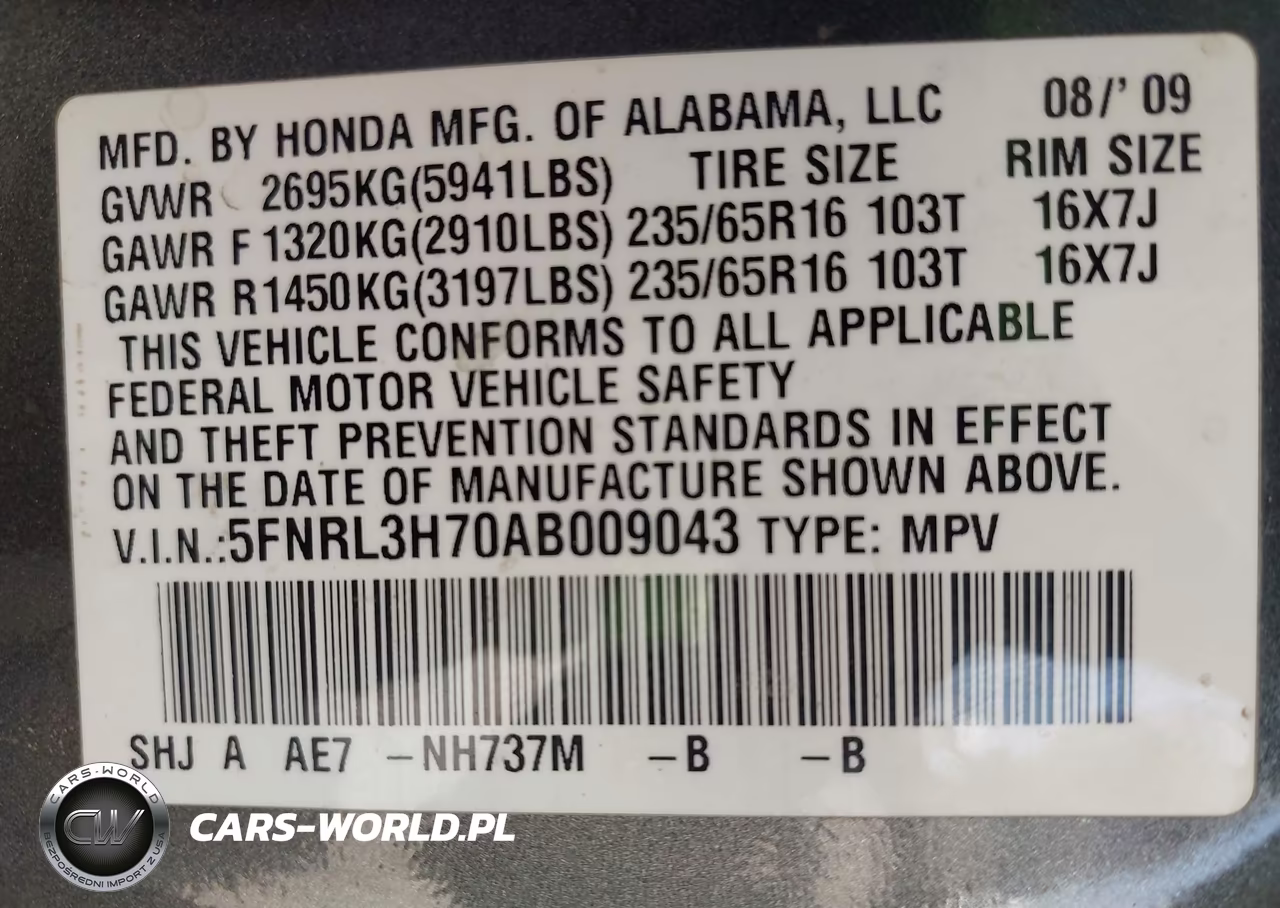 2010 Honda Odyssey Ex-L VIN:5FNRL3H70AB009043 - 9