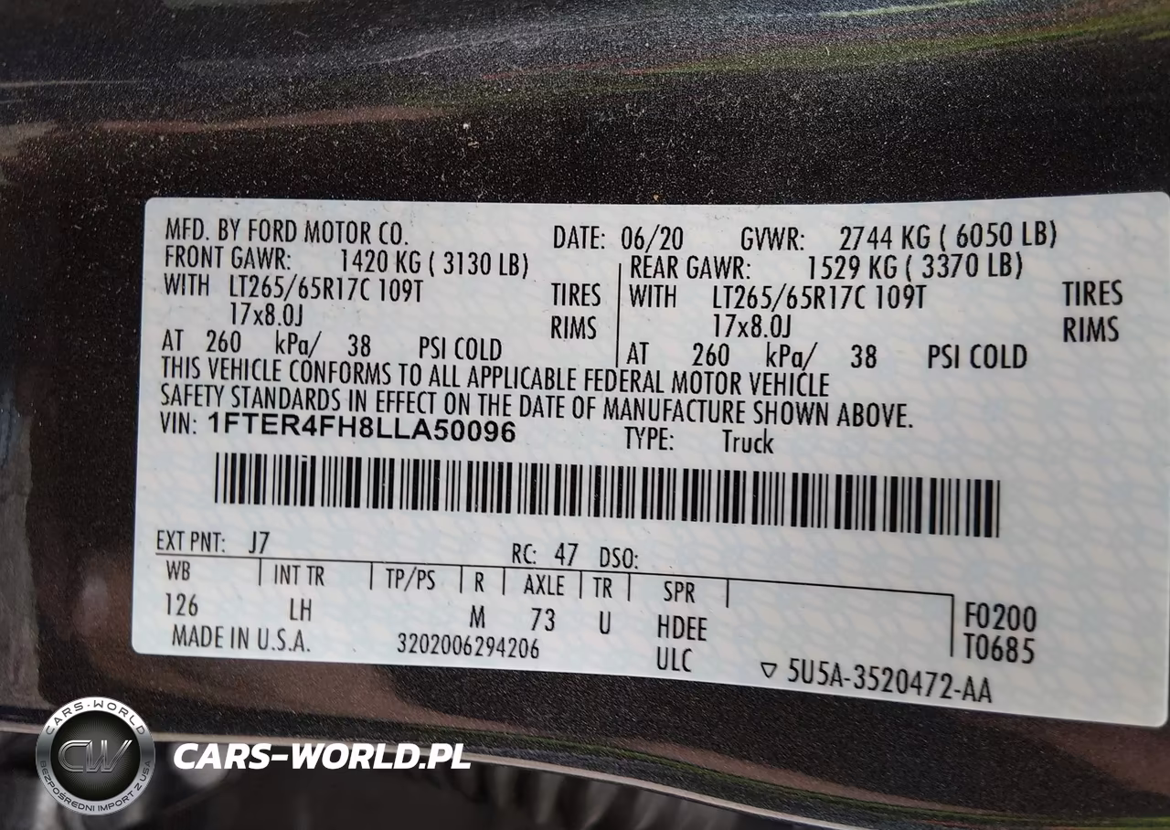 2020 Ford Ranger Xlt VIN:1FTER4FH8LLA50096 - 9