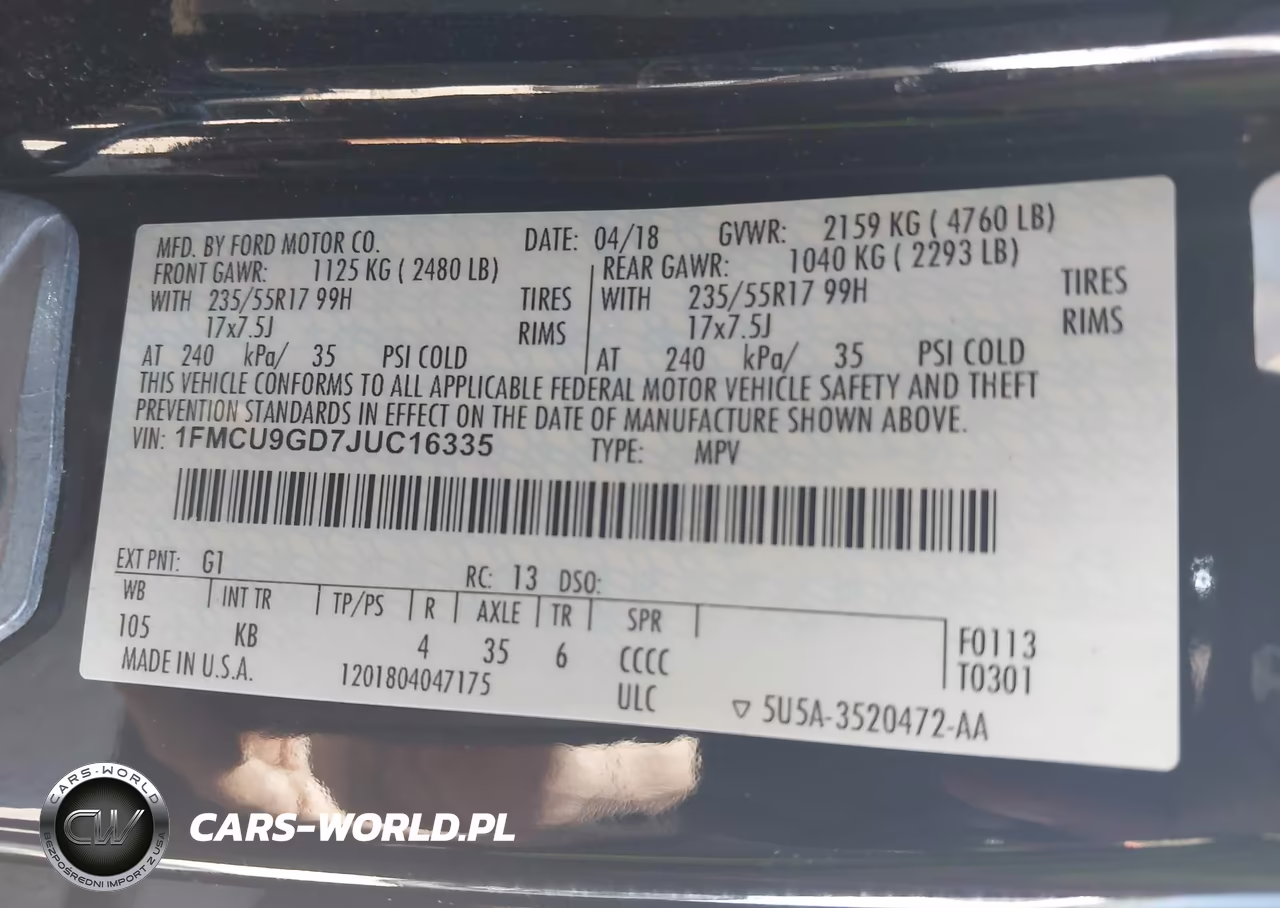 2018 Ford Escape Se VIN:1FMCU9GD7JUC16335 - 9