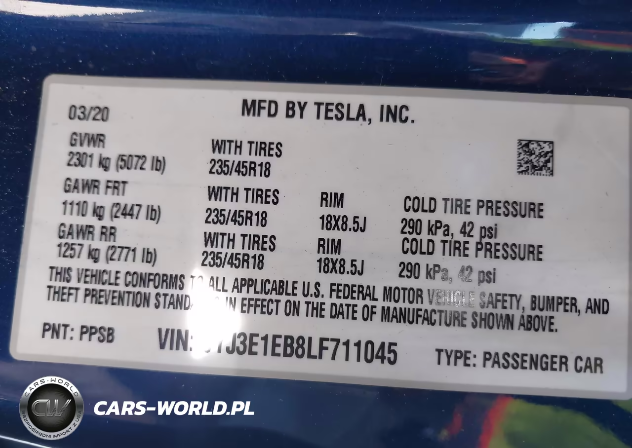 2020 Tesla Model 3 Long Range Dual Motor All-Wheel Drive VIN:5YJ3E1EB8LF711045 - 9