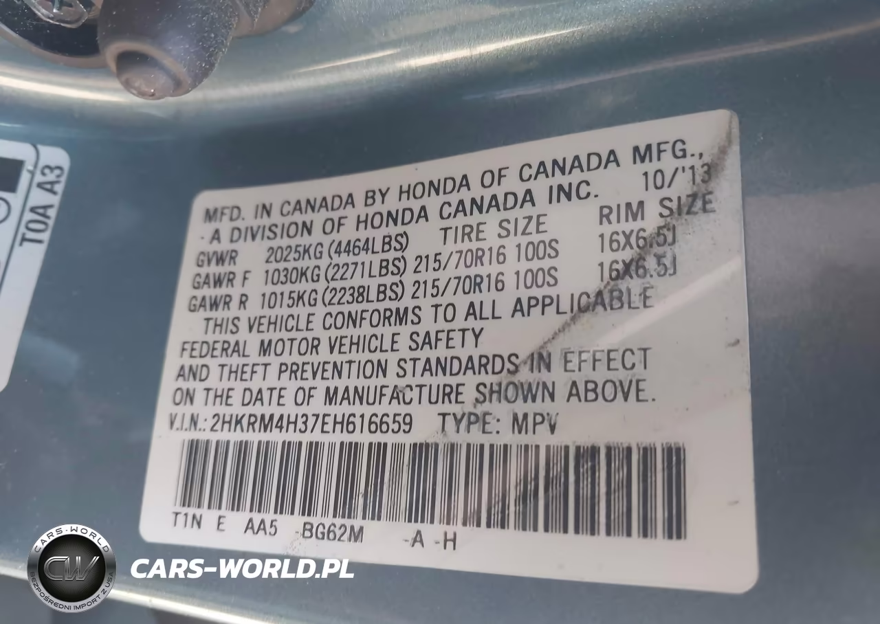 2014 Honda Cr-V Lx VIN:2HKRM4H37EH616659 - 9