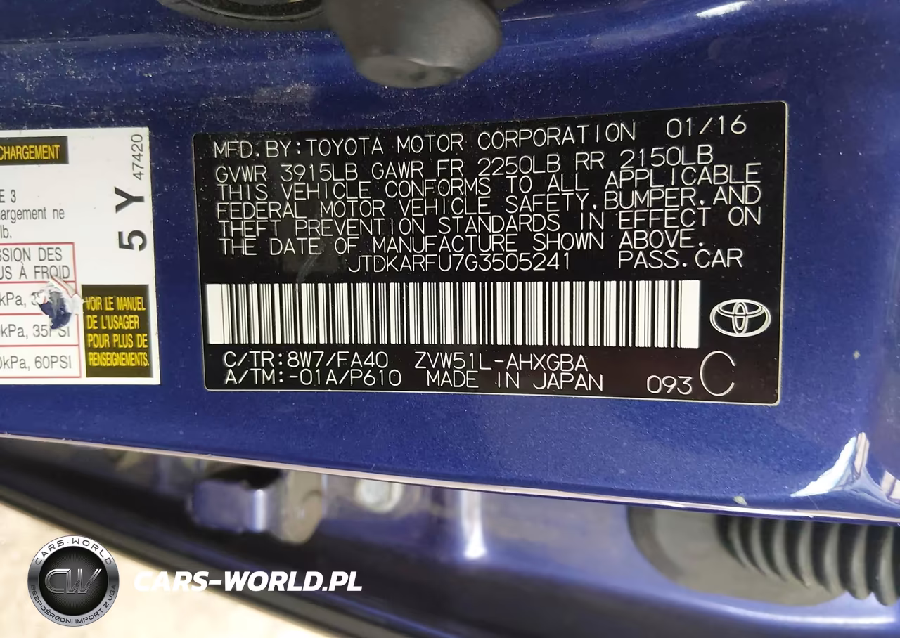 2016 Toyota Prius Three VIN:JTDKARFU7G3505241 - 9